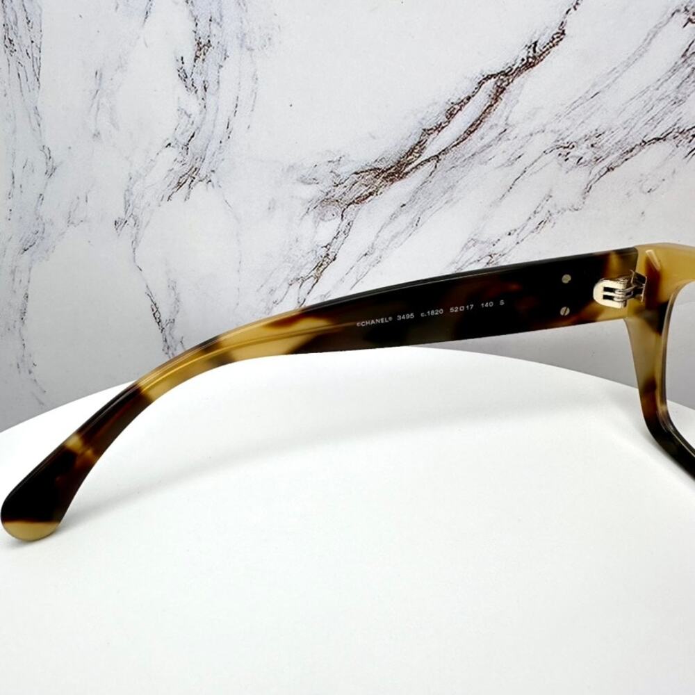 New CHANEL Eyeglasses Brown Gold Chain CC Rectangle 52mm Rx-able - Picture 5 of 16